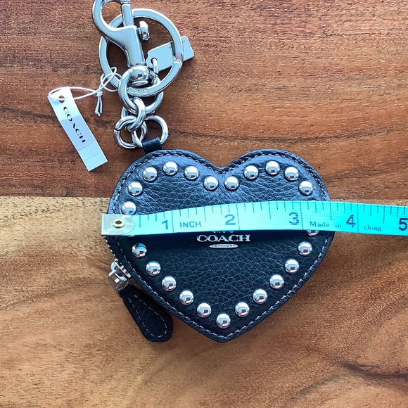 NWT Coach black heart pouch with rivets - Picture 6 of 7
